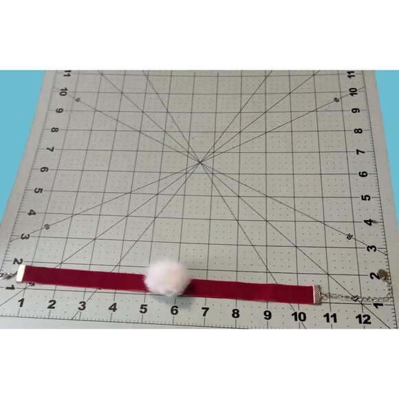 Claires Red Velvet Choker Necklace White Pom Santas Helper Child - Picture 3 of 5